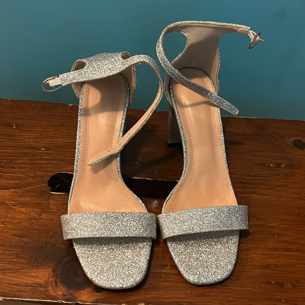 Elegant Silver Glitter Women's Heels
